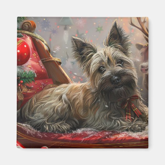 Aimant Térrier Skye de Noël Fêtard (Devant)