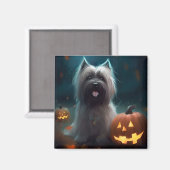 Aimant Terrier Skye d'Halloween avec citrouilles effrayan (Recto/Verso)