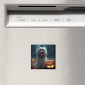 Aimant Terrier Skye d'Halloween avec citrouilles effrayan (In Situ (Lave-vaisselle))