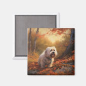 Aimant Terrier tibétain à l'automne Feuilles automne Insp (Recto/Verso)