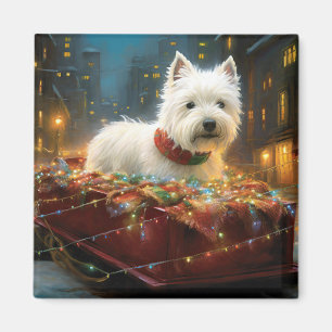 Aimant Terrier West Highland White Noël Festif