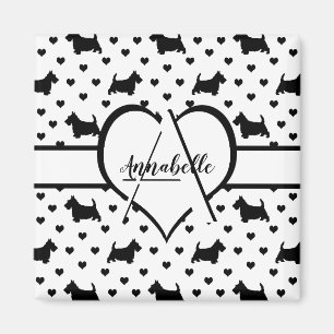 Aimant Terriers écossais noirs (Chiens écossais) - Blanc