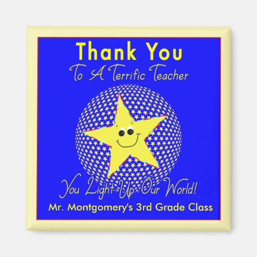 Aimant Terrifique Star Merci enseignant de classe (Devant)