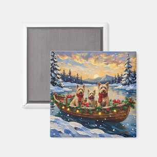 Aimant Tervueren à poil doux Noël Bateau Fêtes