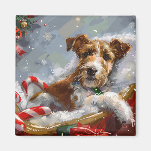 Aimant Tervueren Wire Fox Terrier Chien de Noël Festif 