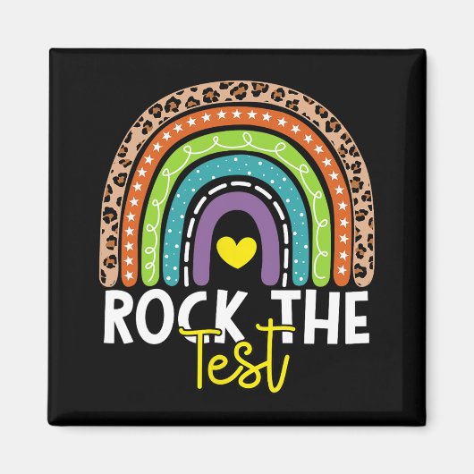 Aimant Test Day Rock The Test Rainbow Teacher Test Day (Devant)