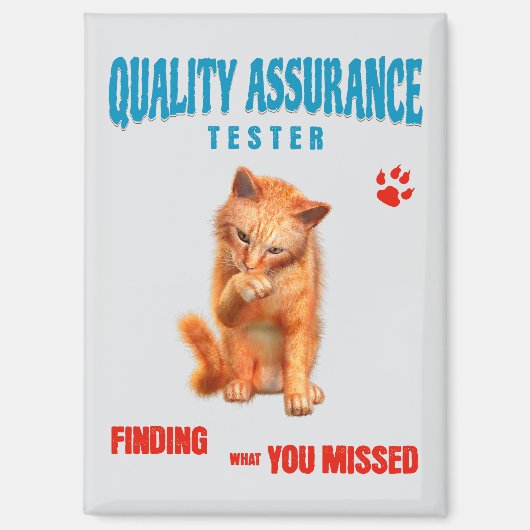 Aimant Testeur QA Humour Félin (Recto)