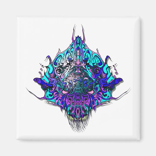 Aimant Tête Alien - bleu et violet (Devant)
