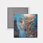 Aimant Tête biomécanique Surréaliste Sci-Fi Art (Recto/Verso)