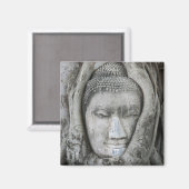 Aimant Tête de Bouddha en grès entourée d'un arbre (Recto/Verso)
