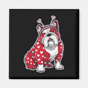 Aimant Tête de chien bouledogue à motif à carreaux en for