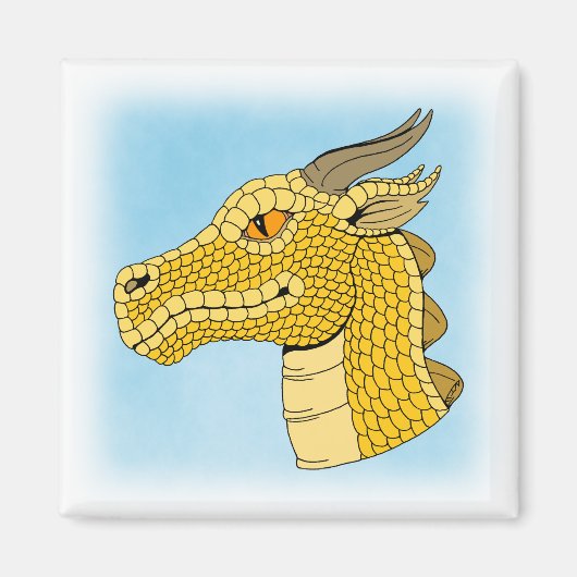 Aimant Tête de dragon d'or en profil (Devant)