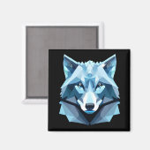 Aimant Tête de loup géométrique bleue (Recto/Verso)