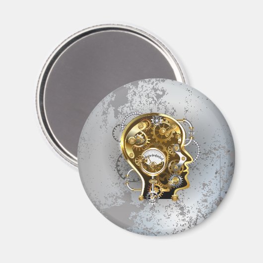 Aimant Tête de Steampunk avec manomètre (Recto/Verso)