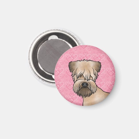 Aimant Tête De Terrier Roue Sur Coeurs Roses (Recto/Verso)