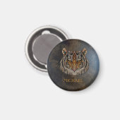 Aimant Tête de tigre, visage, look cuir (Recto/Verso)