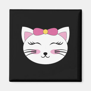 Aimant Tête de visage de chat Cils Yeux fermés Sourire Ar