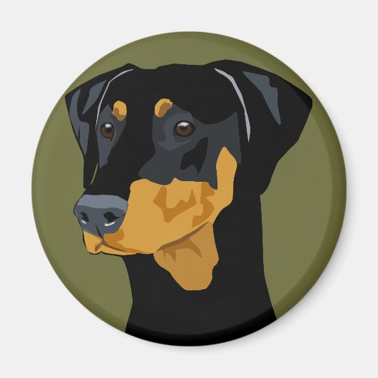 Aimant Tête Doberman, Noir, Non-Recadrée (Devant)