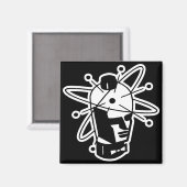 Aimant Tête Robot Retro Sci-Fi - Noir & Blanc (Recto/Verso)