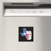 Aimant Texas : Drapeau et silhouette du Texas (In Situ (Lave-vaisselle))