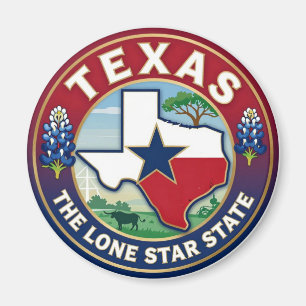 Aimant TEXAS Emblème de l'héritage occidental de Lone Sta