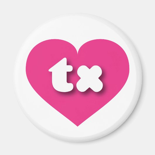 Aimant Texas hot coeur rose - J'aime tx (Devant)