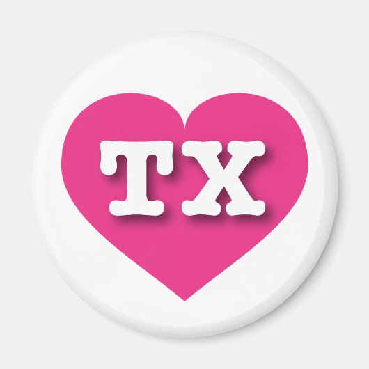Aimant Texas Hot Pink Heart - J'aime TX (Devant)