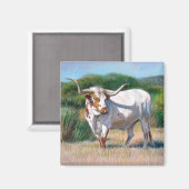 Aimant Texas Longhorn Bull peinture de l'art occidental (Recto/Verso)
