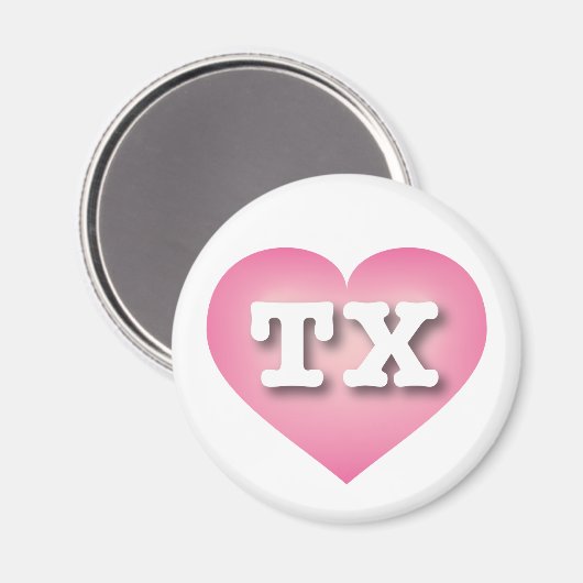 Aimant Texas Pink Fade Heart - J'aime TX (Recto/Verso)
