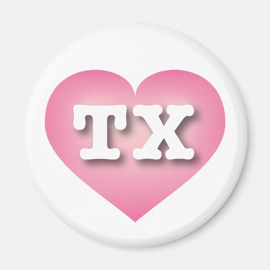 Aimant Texas Pink Fade Heart - J'aime TX (Devant)