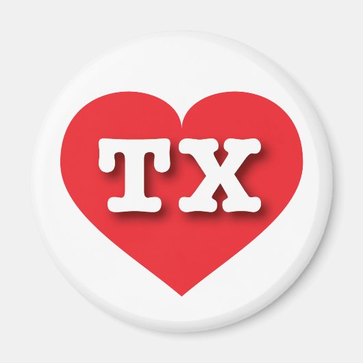 Aimant Texas Red Heart - J'aime TX (Devant)