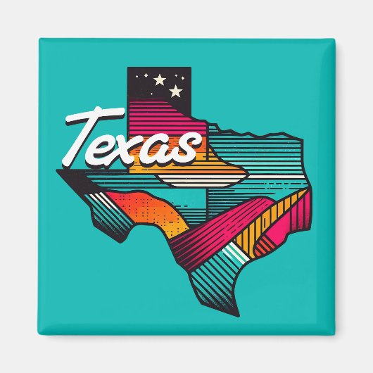 Aimant Texas Retro Sunset Lone Star State Souvenir (Devant)