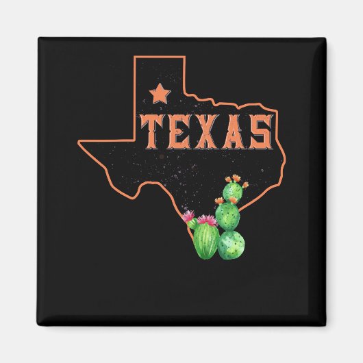 Aimant Texas State Map Pride Cactus Vintage (Devant)