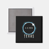 Aimant Texas Total Solar Eclipse 2024 Bleu Avril 8 Hommes (Recto/Verso)