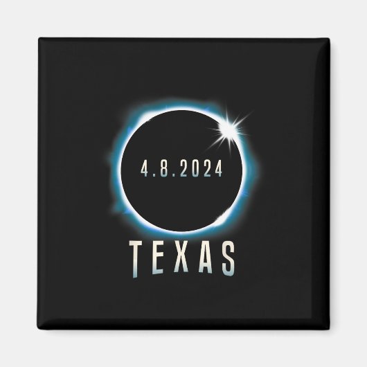 Aimant Texas Total Solar Eclipse 2024 Bleu Avril 8 Hommes (Devant)