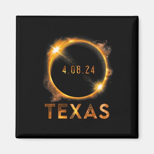 Aimant Texas Total Solar Eclipse Avril 8 2024 Texas Solar (Devant)