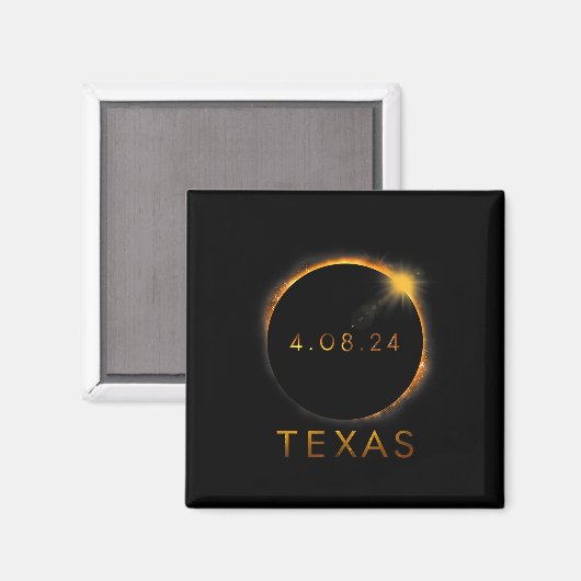 Aimant Texas Total Solar Eclipse Avril 8 2024 Texas Solar (Recto/Verso)