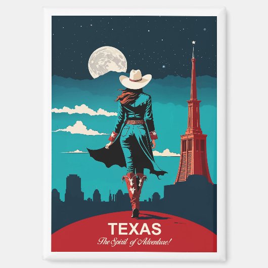 Aimant Texas Travel : L'esprit d'aventure (Recto)