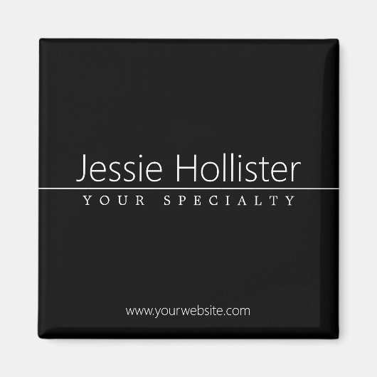 Aimant Texte blanc classique simple en noir (Devant)