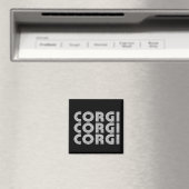 Aimant Texte blanc moderne Corgi (In Situ (Lave-vaisselle))