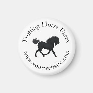 Aimant Texte circulaire Cheval Noir Trotting Equestrio