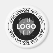 Aimant Texte circulaire modifiable et logo remplaçable | (Devant)