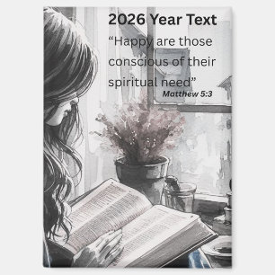 Aimant Texte de l'année 2026 Femme lisant