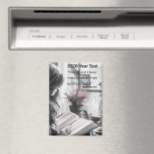 Aimant Texte de l'année 2026 Femme lisant (In Situ (Lave-vaisselle))