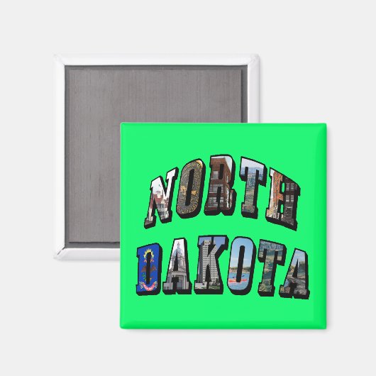 Aimant Texte de l'image du Dakota du Nord (Recto/Verso)