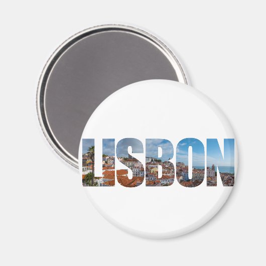 Aimant Texte de Lisbonne composé de la vue panoramique de (Recto/Verso)
