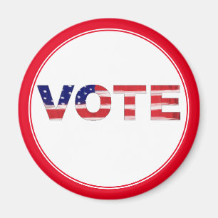 Aimant Texte de vote en couleurs de drapeau rouge