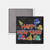 Aimant Texte du dessin avec Casquettes de fête et Confett (Recto/Verso)