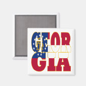 Aimant Texte du drapeau de l'État de Géorgie (Recto/Verso)