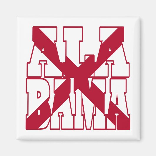 Aimant Texte du drapeau de l'état de l'Alabama (Devant)
